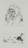Bl.1 Portrait Ilske/Zwei weibliche Köpfe und Akte am Strand (Schwimmer Max)