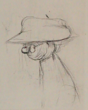 Bl.1 Frauenmaske mit Hut und Brille (Richter Hans Theo)